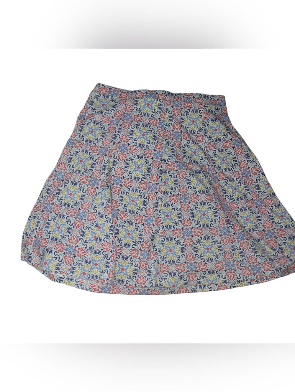 Talbots Petites Floral Tile Print Multicolor A-Line Skirt